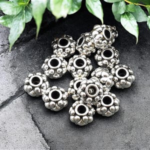 Daisy Spacers - Metal Beads - Antique Silver Beads - Silver Spacers - Silver Spacer Beads - 6x4mm - 100pcs - (B148)