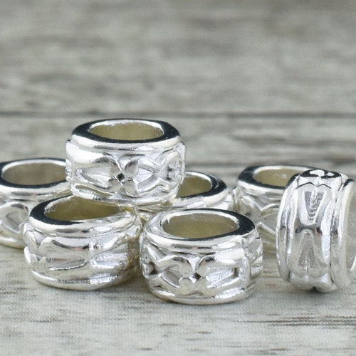 Metal Beads Large Hole Beads Silver Beads Silver Spacers Etsy