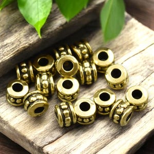 Metal Beads - Metal Spacers - Spacer Beads - Gold Beads - Gold Spacers - Large Hole Beads - 100pcs - 4x6mm -  (3173)