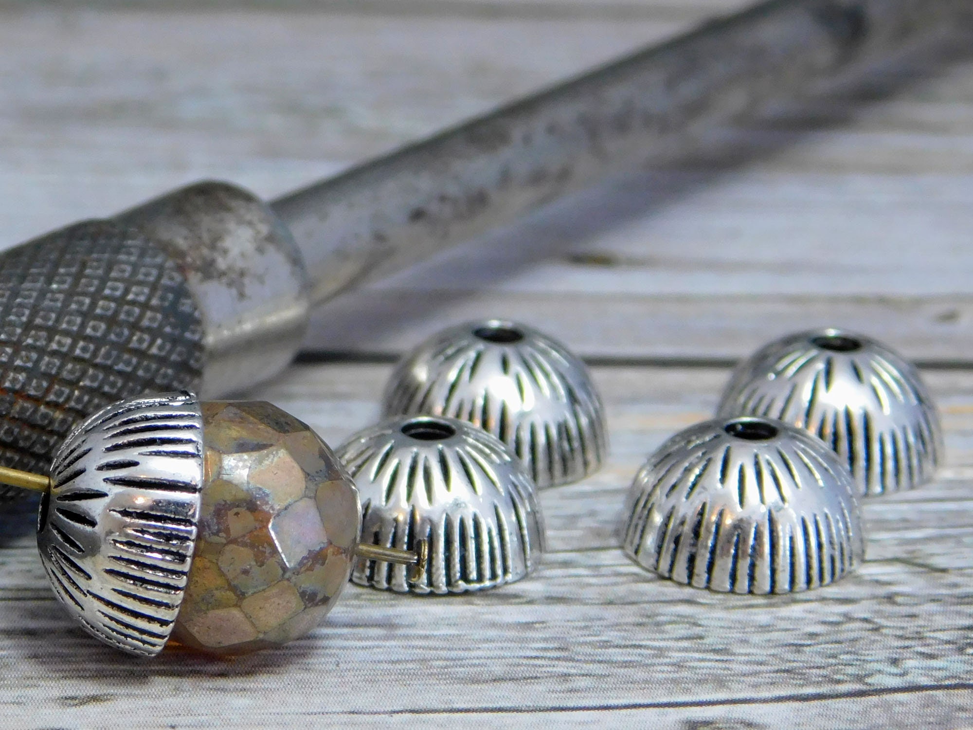 Bead Caps End Caps 12mm Bead Caps Metal Beads Silver Etsy
