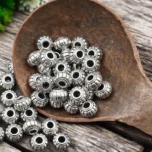 Rondelle Spacer Beads - Metal Beads - Antique Silver - Silver Beads - Silver Spacers - Spacer Beads - 100pcs - 6x4mm - (6045)
