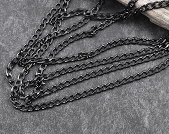 Black Chain - Curb Chain - Chain By The Foot - Stainless Steel Chain - Sold by the foot - 5x3mm - (CH-BK02)