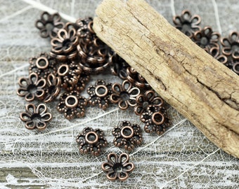 Bead Caps - Copper Bead Caps - 6mm Bead Caps - Metal Bead Caps - Metal Beads - Copper Spacer - Spacer Beads - 100pcs - (1590)