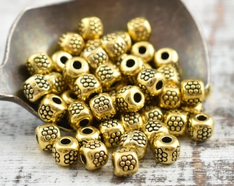 Metal Beads - Spacer Beads - 4mm Spacers - Metal Spacer Bead - Gold Spacers - Antique Gold Beads - 100pcs - (5600)