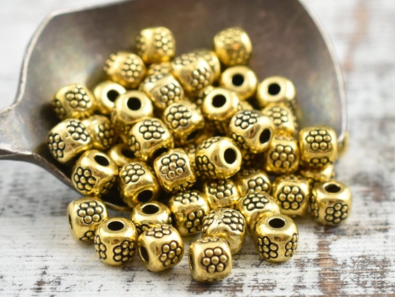 Metal Beads Spacer Beads 4mm Spacers Metal Spacer Bead Gold Spacers Antique  Gold Beads 100pcs 5600 