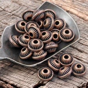 Metal Spacers - Metal Beads - Copper Beads - Copper Spacers - Antique Copper - Saucer Beads - 5x7mm