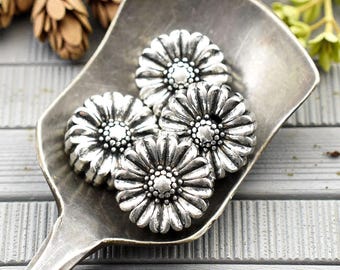Antique Silver Beads - Metal Beads - Flower Beads - Metal Spacers - Spacer Beads - 11mm - 20pcs - (6151)