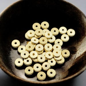 18k Gold Spacer Beads - Gold Heishi Beads - Metal Spacers - Metal Beads - Spacer Beads - Choose Your Size