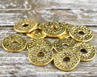 Metal Beads - Spacer Beads - Washer Beads - Gold Spacer Beads - Metal Spacers - 12mm - 25pcs - (1723)