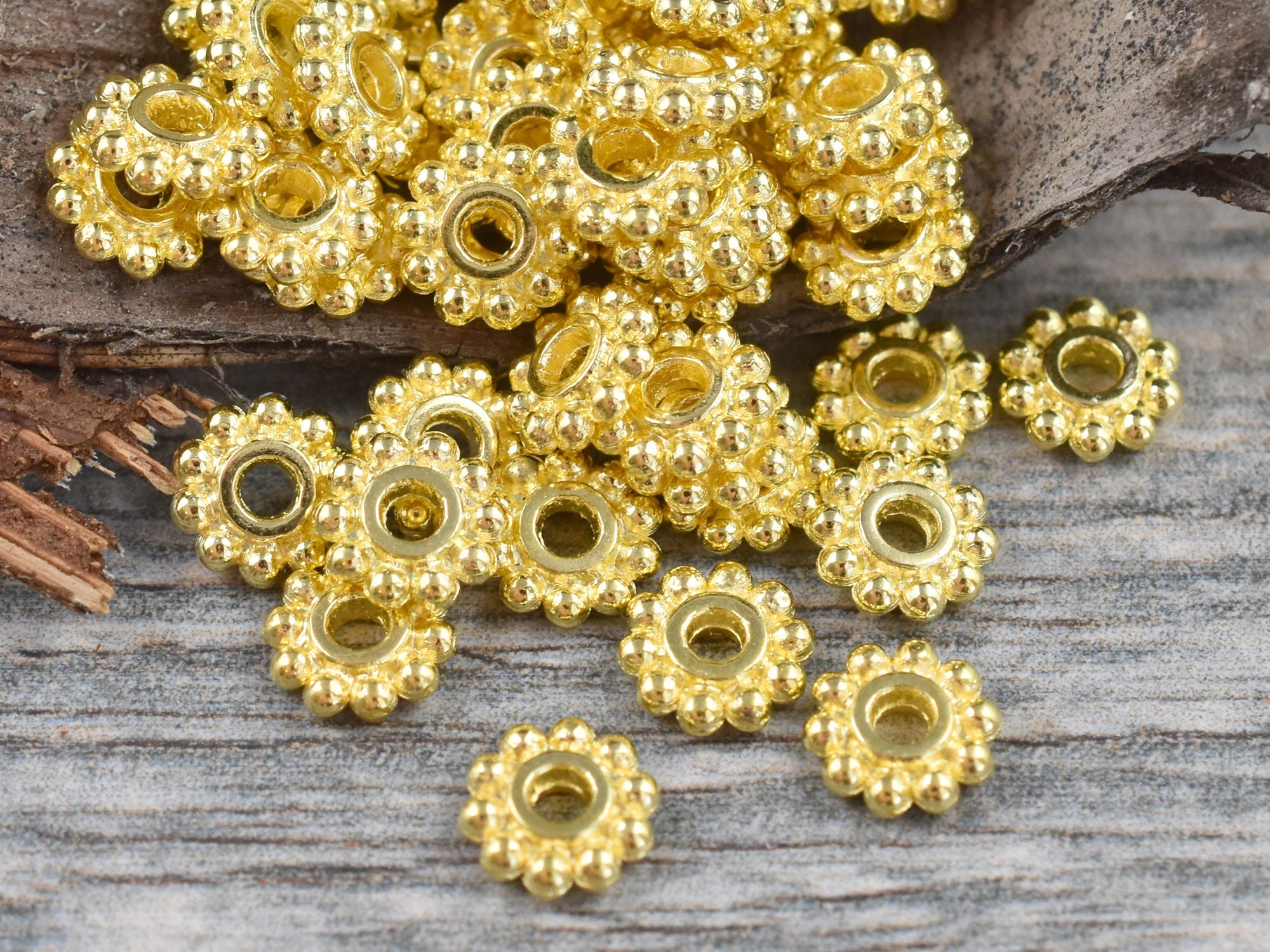 Metal Beads Daisy Spacers Gold Daisy Spacers Heishi Etsy