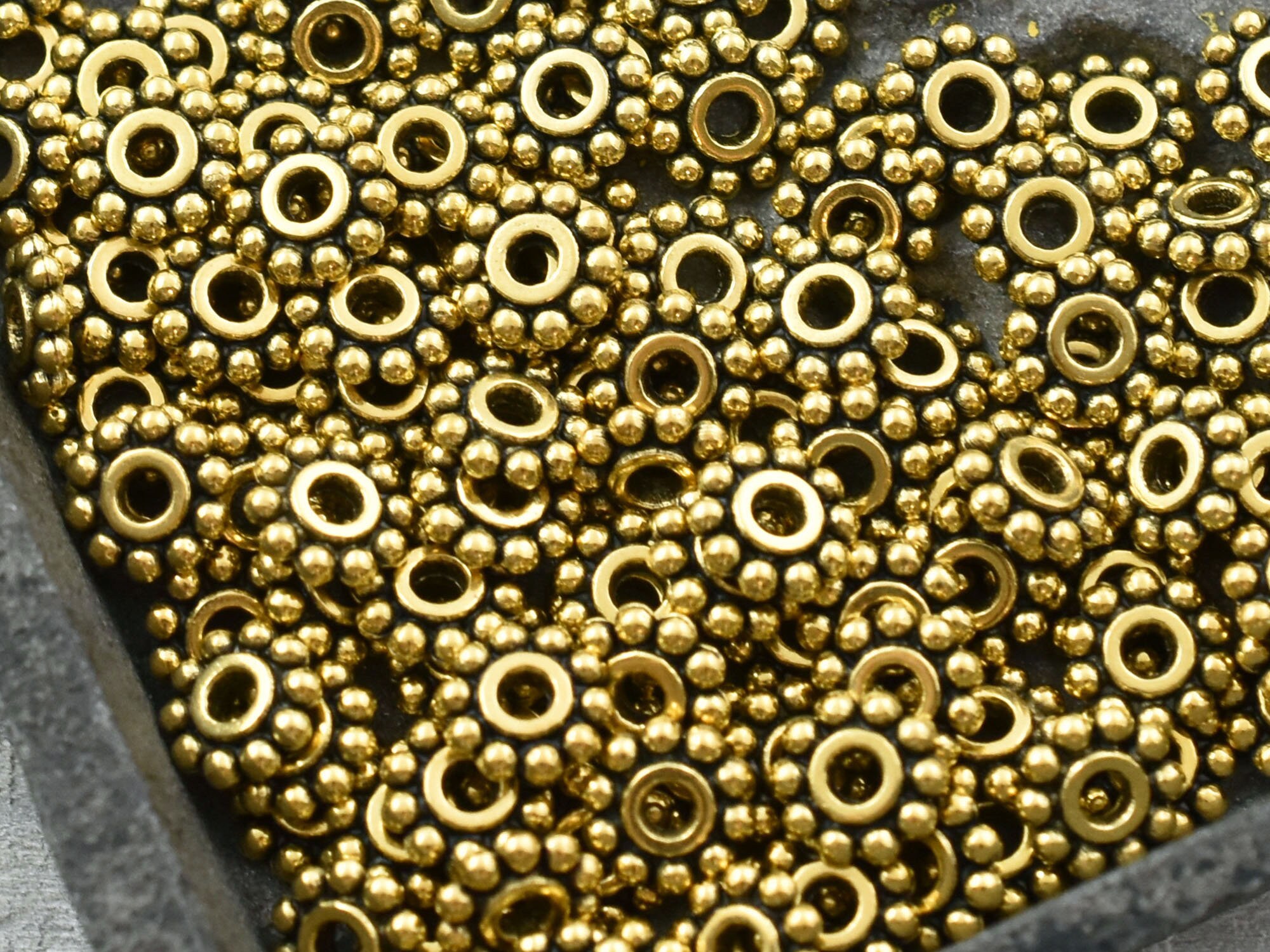 Metal Beads Daisy Spacers Gold Daisy Spacers Heishi Etsy