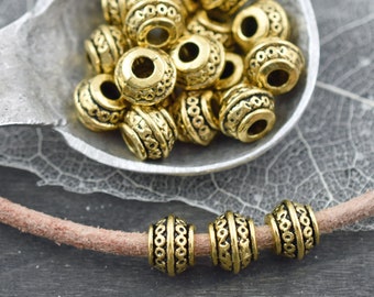 100Pcs Antique Gold Patina Sliders Spacer Beads Fit 3mm Round Leather Cord 