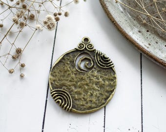 Boho Pendants - Bronze Pendants - Metal Pendants - Bohemian Pendant - 52x45mm - 5pcs - (B339)