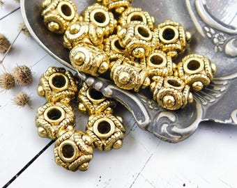 Metal Spacer Beads - Antique Gold Beads - Metal Beads - Gold Spacer Beads - Lead Free Beads - 50pcs - (3659)
