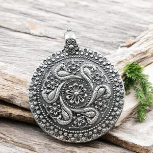 Bohemian Pendant - Medallion Pendant - Silver Pendants - Large Pendants - Boho Pendants - Round Pendant - (1547)
