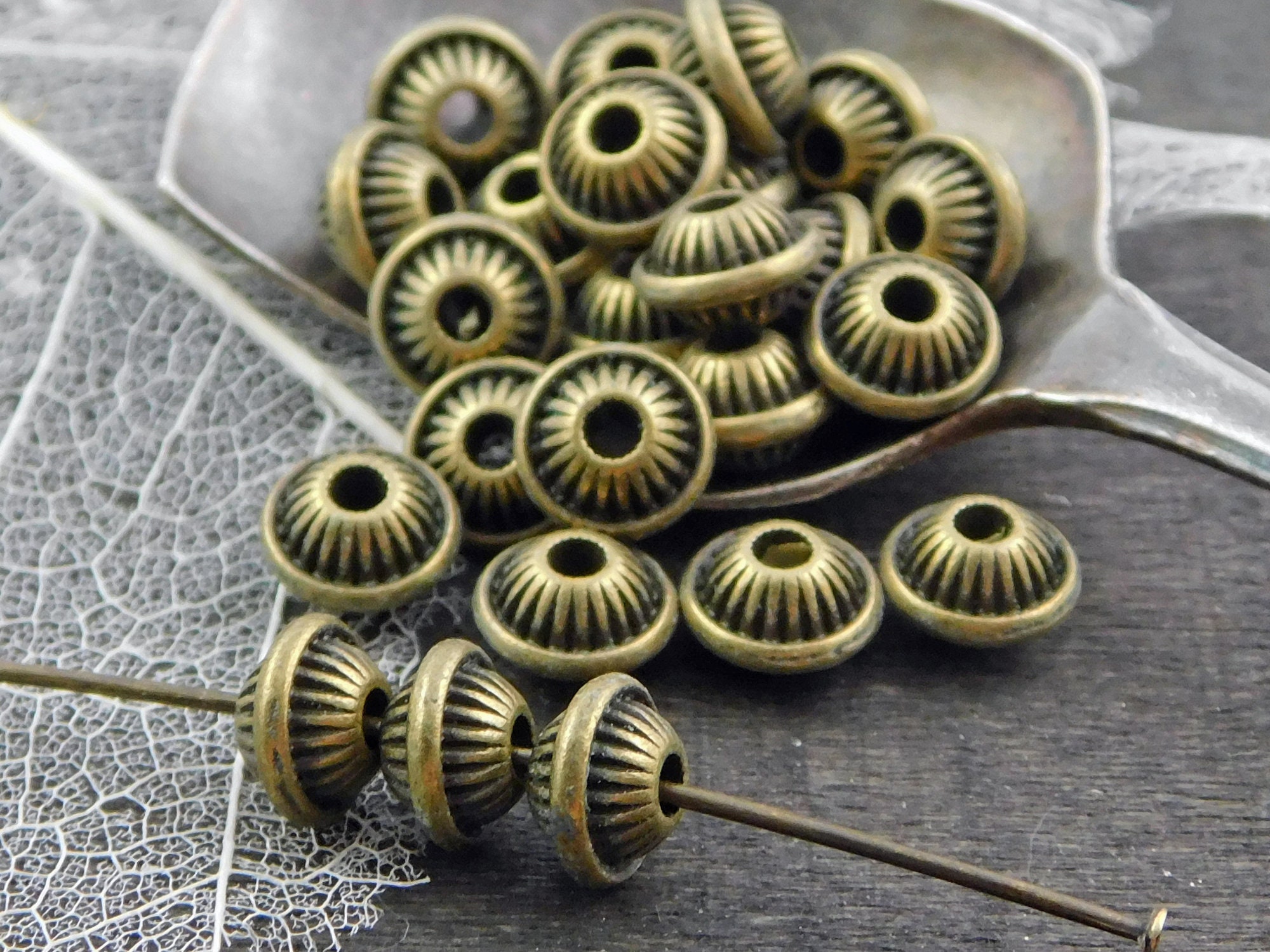 Brass-6.5mm Hishi Spacer Bead-Bronze-Tamara Scott Designs