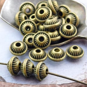 Metal Spacers - Metal Beads - Bronze Beads - Bronze Spacers - Antique Bronze - Bronze Rondelle - Saucer Beads - 5x7mm