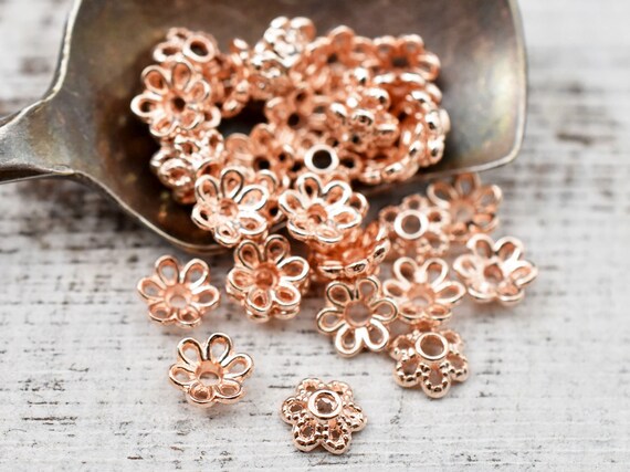 Rose gold bead best sale caps
