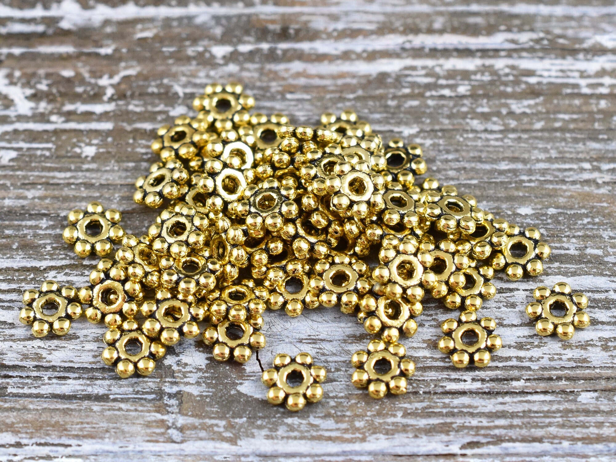 Metal Beads Daisy Spacers Gold Daisy Spacers Heishi Etsy