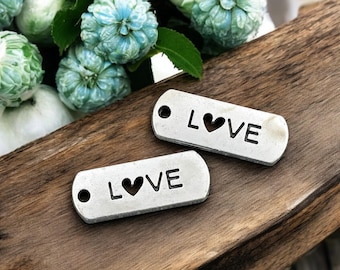 Metal Charms - Dog Tag Charms - Charm Tags - Love Charm - 30pcs - 21x8mm - (6126)