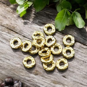 Metal Beads - Metal Spacers - Hammered Gold Spacer Beads - Rondelle Spacers - Gold Spacers - 15pcs - Choose Your Size