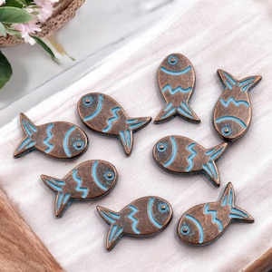 Patina Beads - Metal Beads - Fish Beads - 20x13mm - 30pcs - (180)