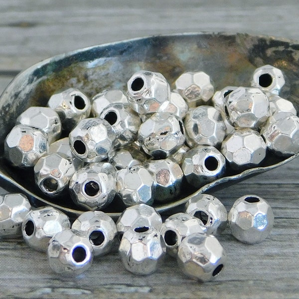 Metal Beads - Metal Spacers - Silver Beads - Silver Spacers - Spacer Beads - Antique Silver - 5mm - 50pcs - (5032)