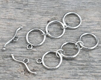 Toggle Clasps - Silver Toggle Clasp - Metal Clasp - Adjustable Clasp - Bead Findings - Jewelry Clasp - 47x15mm - 6 Sets - (A481)