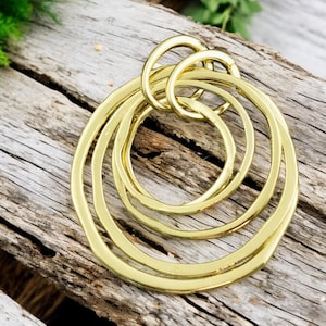 Metal Pendant - Gold Pendant - Bohemian Pendant - Floating Ring Pendant - Large Pendants - 68x55mm - (3750)