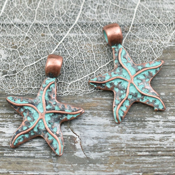 Metal Charms - Starfish Charms - Patina Charms - Sealife Charms - Copper Charms - 20pcs - 22x17mm - (5422)