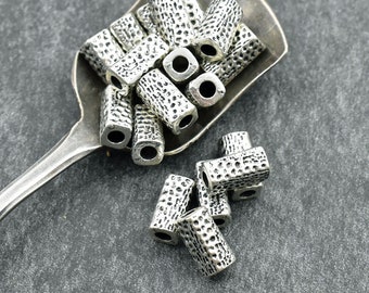 Metal Beads - Column Beads - Tube Beads - Antique Silver - Silver Beads - Tibetan Beads - Large Hole Beads - 50pcs - 5x10mm - (5026)