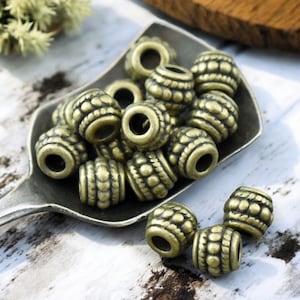 Metal Beads - Drum Beads - Antique Bronze - Bronze Beads - Bronze Spacers - Spacer Beads - Large Hole Spacer - 8x6mm - 50pcs - (4104)