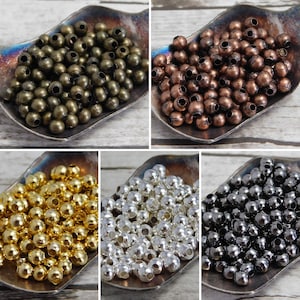 4mm Spacers - Spacer Beads - Round Spacer Beads - Iron Spacer Beads - Choose From Gold Silver Bronze Copper Gunmetal - 250pcs
