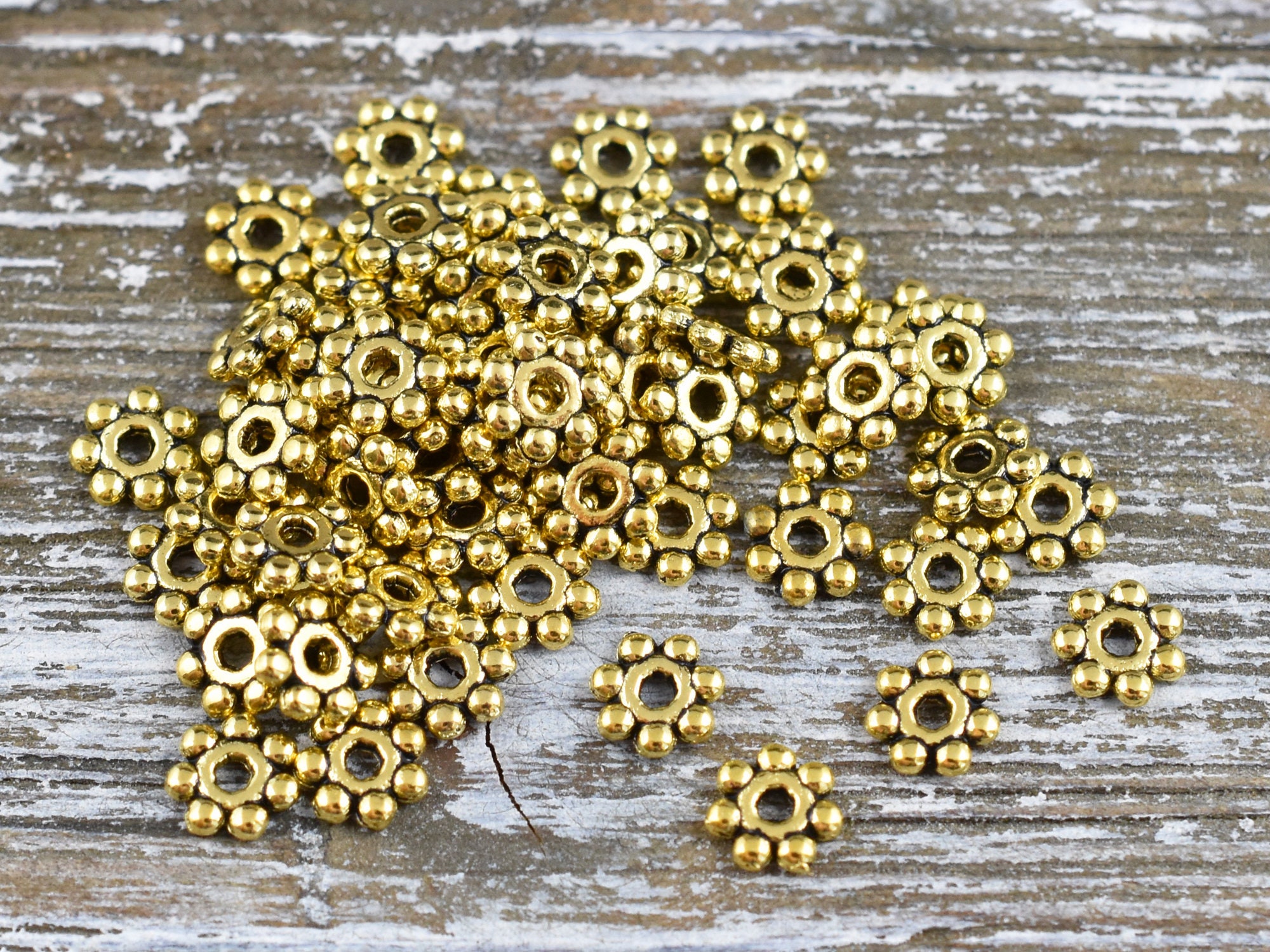 Metal Beads Daisy Spacers Gold Daisy Spacers Heishi Etsy
