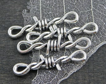 Connector Links - Silver Connectors - Barbwire Connector - Steampunk Findings - 34x10 - 10pcs - (A277)