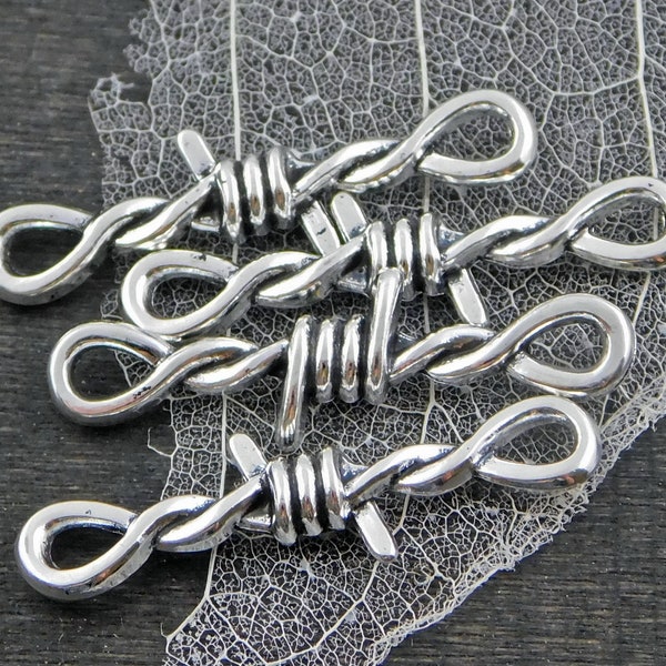 Connector Links - Silver Connectors - Barbwire Connector - Steampunk Findings - 34x10 - 10pcs - (A277)