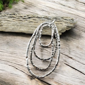 Bohemian Pendant - Medallion Pendant - Floating Ring Pendant - Silver Pendants - Large Pendants - Metal Pendant - (2122)