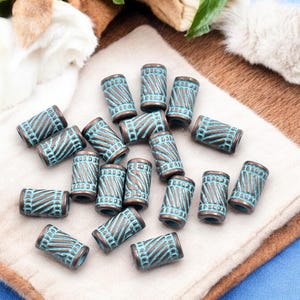 Metal Beads - Patina Beads - Large Hole Beads - Spacer Beads - Metal Spacers - 11x6mm - 50pcs - (A605)