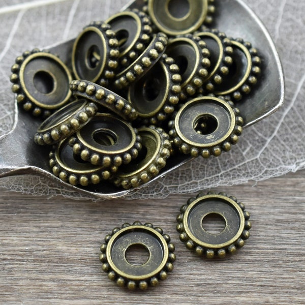Metal Beads - Bronze Spacers - Antique Bronze Beads - 10mm Spacers - Spacer Beads - Metal Spacer Beads - 10x2mm - 25pcs - (4278)