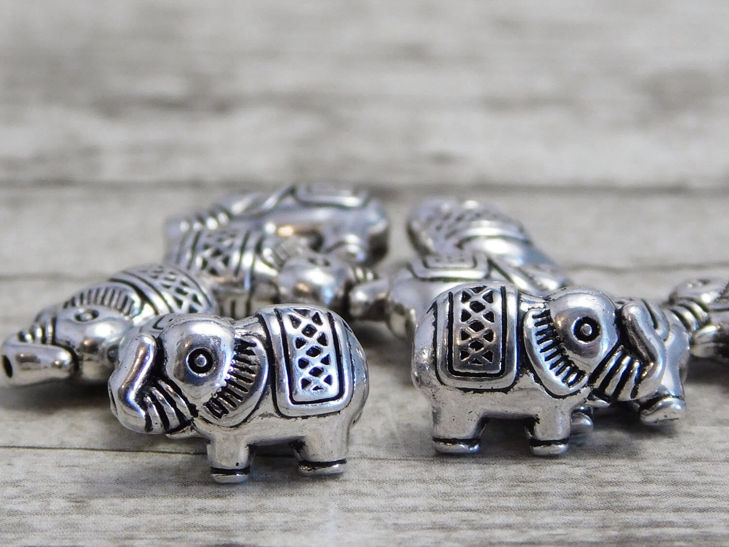 Elephant Beads - Metal Beads - Silver Beads - Antique Silver Beads - …