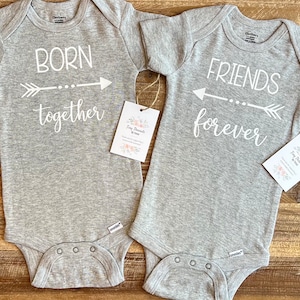 Born Together Friends Forever Onesies® | Twin Onesies® | Baby Onesie® | Twins | Twin Outfits | Baby Girl Onesie® | Baby Boy Onesie®