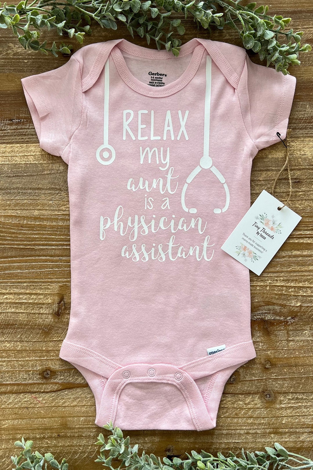 Relax My Aunt is a Physician Assistant Onesie® Baby Onesie® Baby Boy  Onesie® Baby Girl Onesie® Custom Baby Onesie® Baby Tee - Main Image