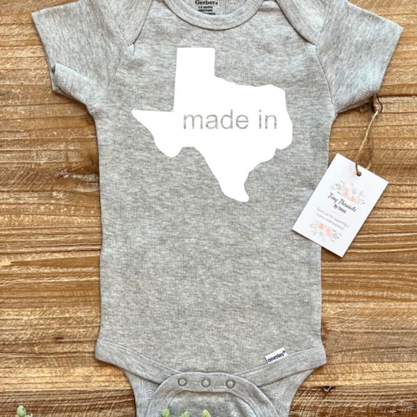 Made in State Onesie® | Custom State Baby Onesie®  Baby Boy Onesie® | Baby Girl Onesie® | Infant Clothes | Texas Onesie® | New Baby Gift