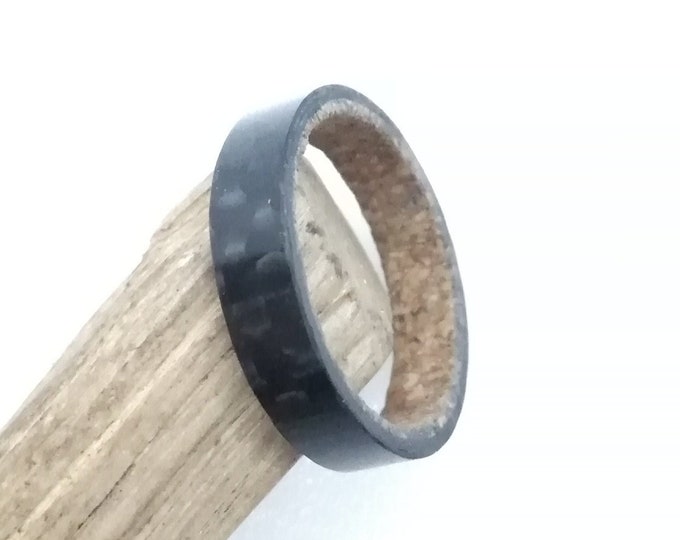 Pure Carbon Fiber Ring with Cork Wood Inside Sizes Customisation