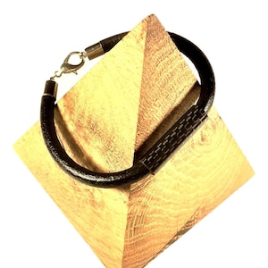 Pulsera joyas en fibra de carbono real y unisex de cuero natural para hombres mujeres