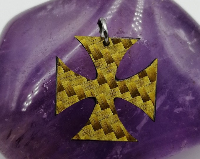 Templar Cross in Gold Yellow Carbon Fiber