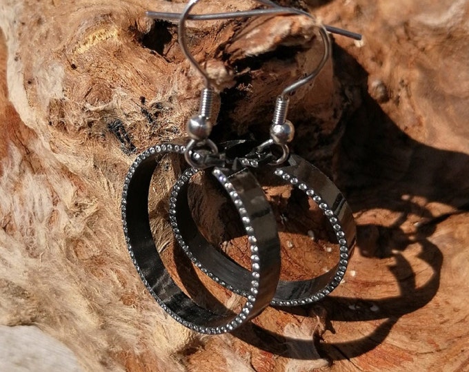 Earrings Zirconiums Carbon Fiber