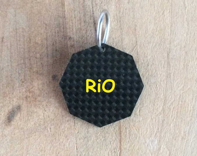 Luxury Dog Cat Pets Tag on Real Carbon Fiber Black Color Customized Name Phone Logo