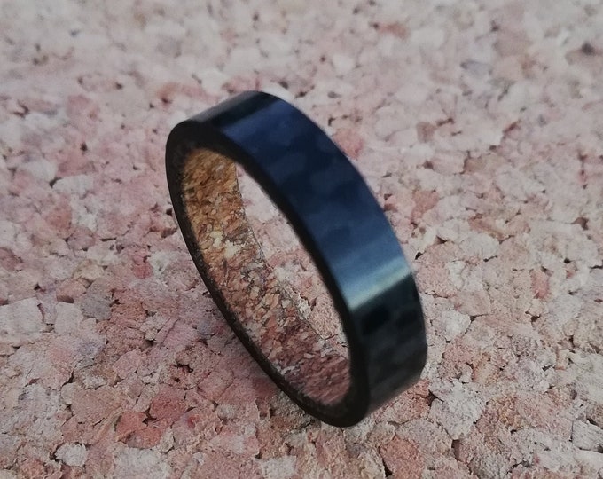 Pure Carbon Fiber Ring with Cork Wood Inside Sizes Customisation