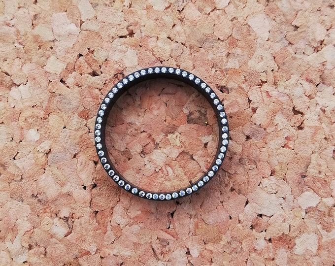 Pure Carbon Fiber Ring with Full Stone Setting Bands on CZ Diamonds Zirconiums Sizes Customisation